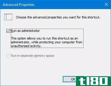 Windows 10 Advanced Shortcut Properties