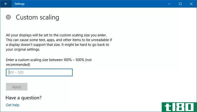 Windows 10 Custom Scaling for Fonts