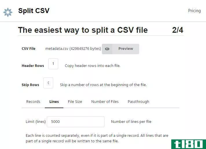 split csv online splitting tool