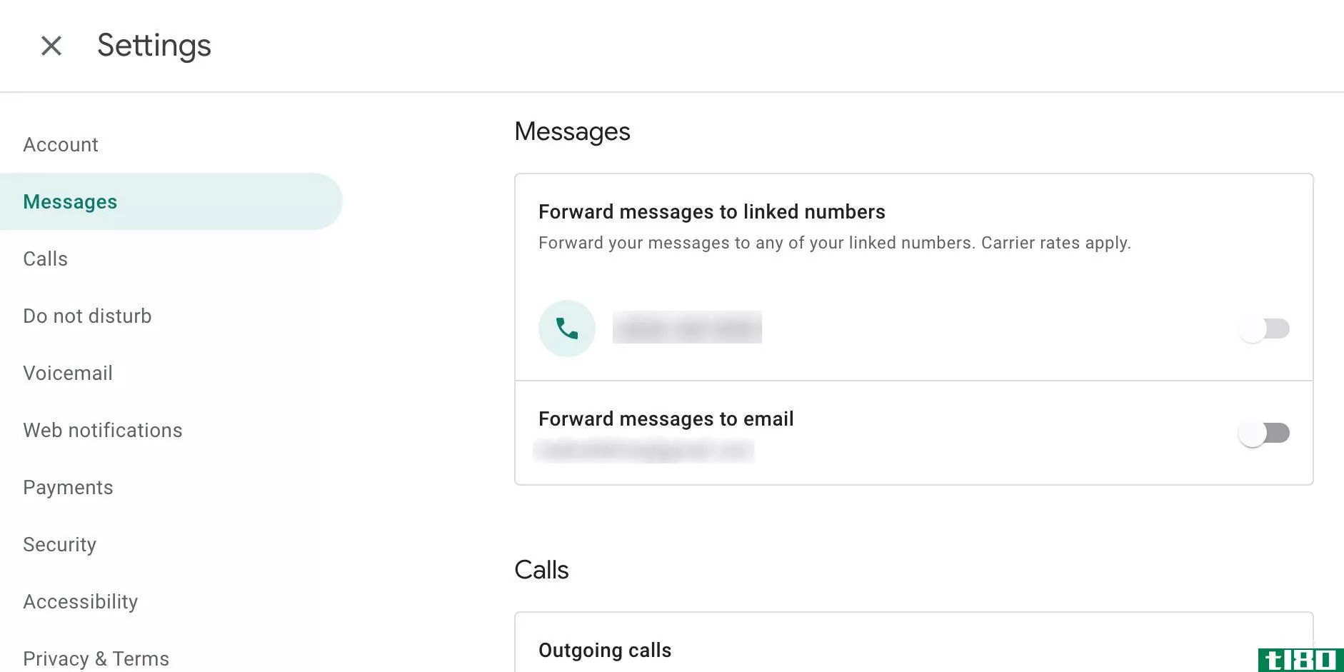 Enable forwarding messages to email in Google Voice