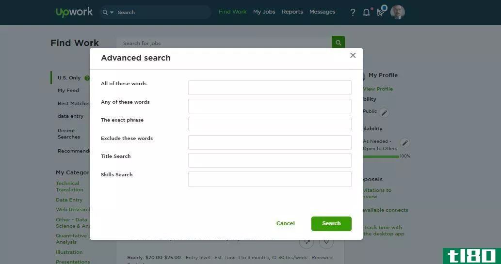 Looking for the right UpWork projects with advanced search