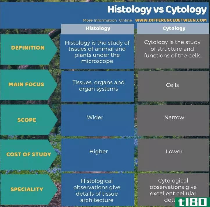 组织学差异(differences between histology)和细胞学(cytology)的区别