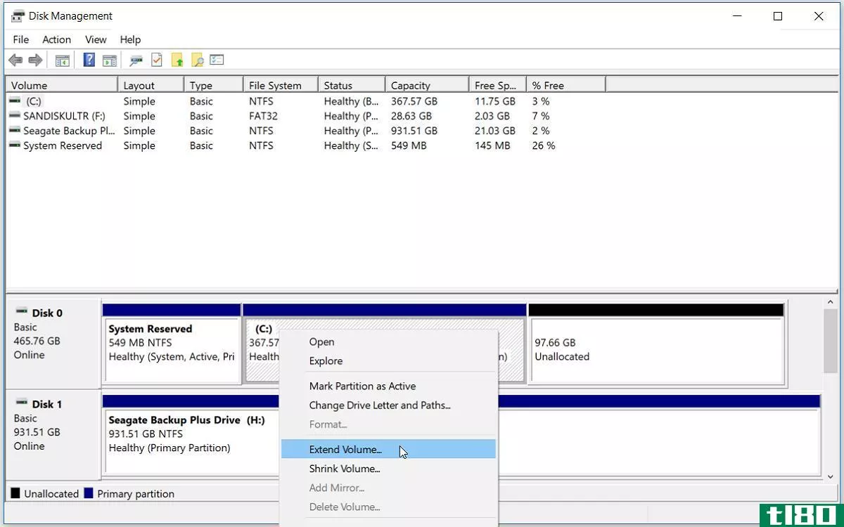 Extending the C Drive Using Disk Management