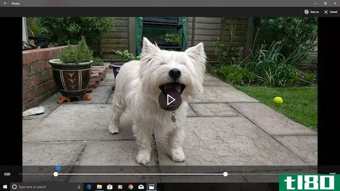 Using handles to trim video in the Windows Photos app