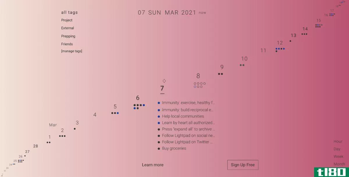 Lightpad revamps the normal calendar into a non-table, free-flowing view of time 