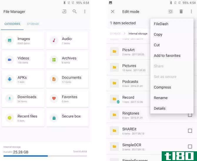 Built-in android file manager
