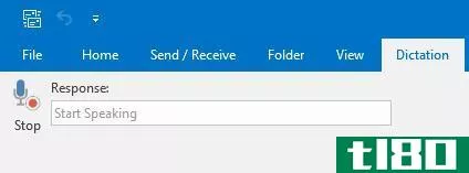The Start Speaking notification for dictating in Outlook