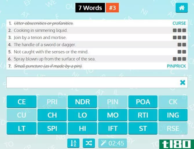 Free Online Word Games - 7 Words