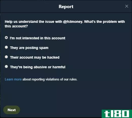 what is twitter report account