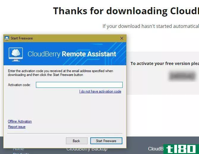 CloudBerry Remote Assistant asks for a free activation code