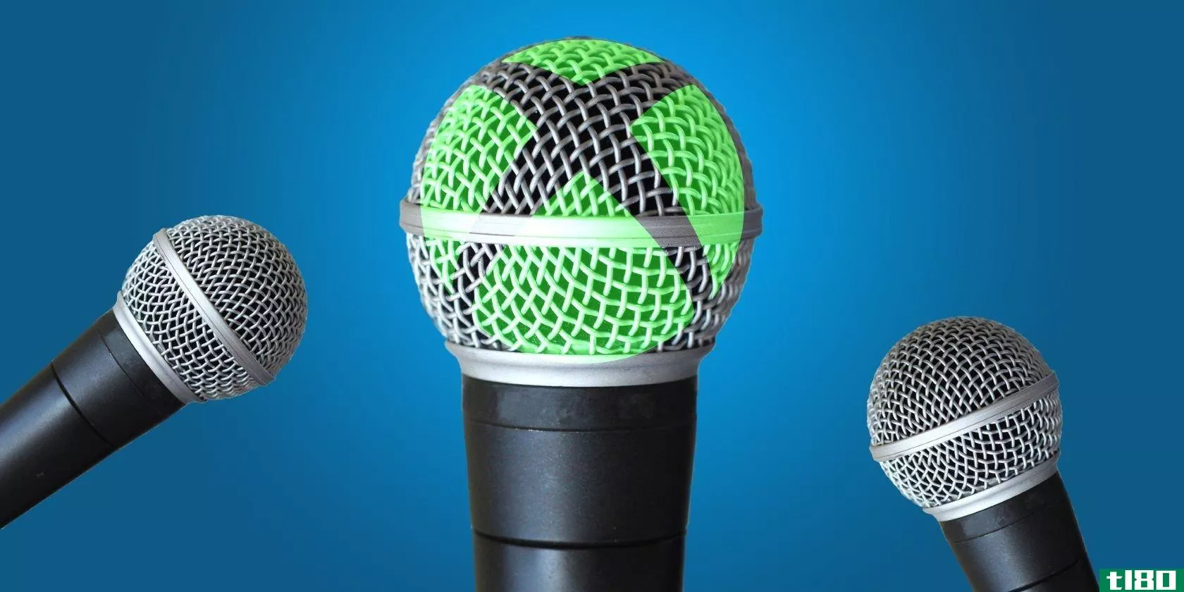 multi-mics-ready-for-speaker-announcement-against-blue-background