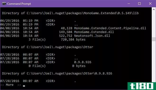 Paginated Command Prompt output