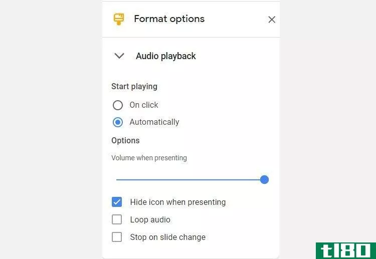 Format opti*** in Google Slides