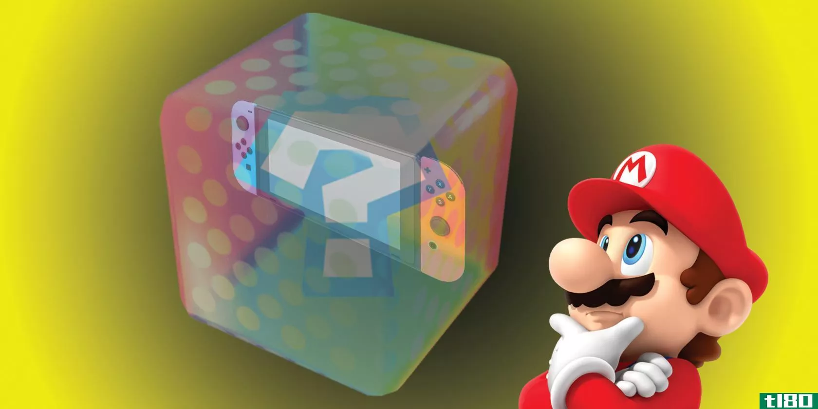 mario looking at switch in item box