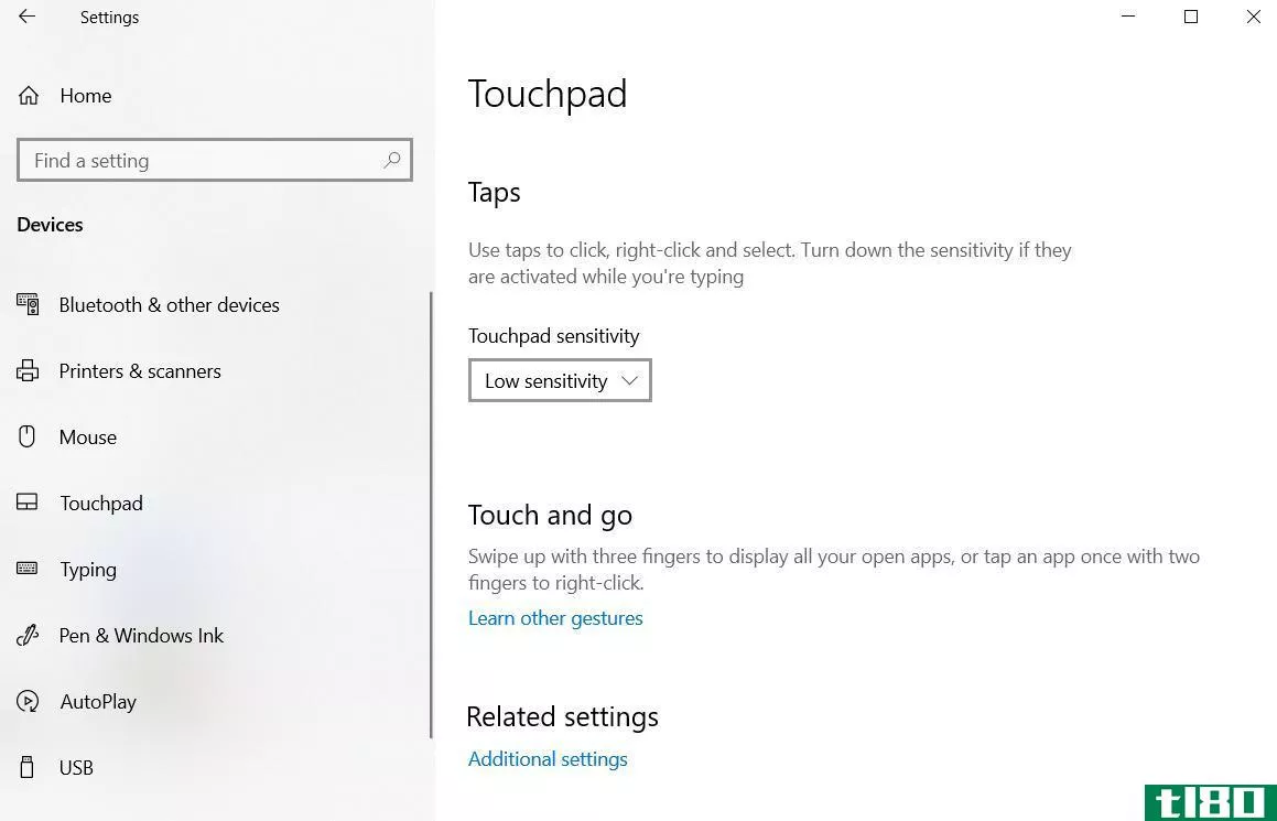 touchpad settings native app