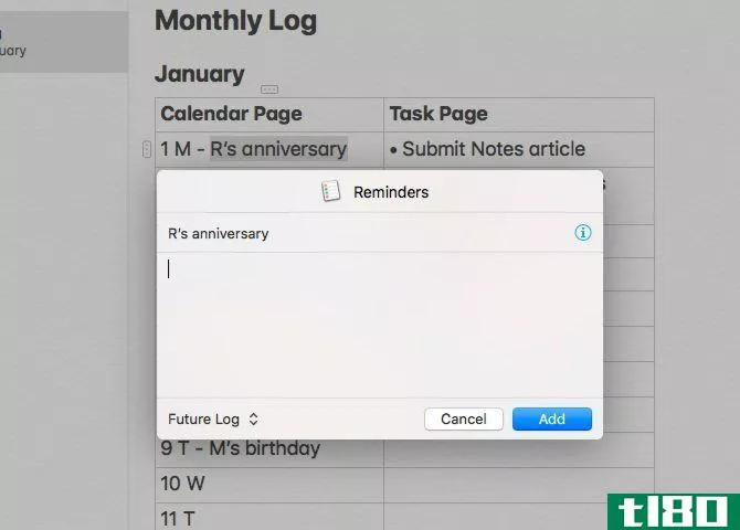 Create Notes reminders for a bullet journal on Mac