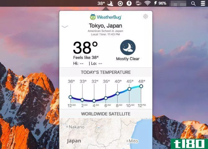 weatherbug-Mac Menu Bar Apps