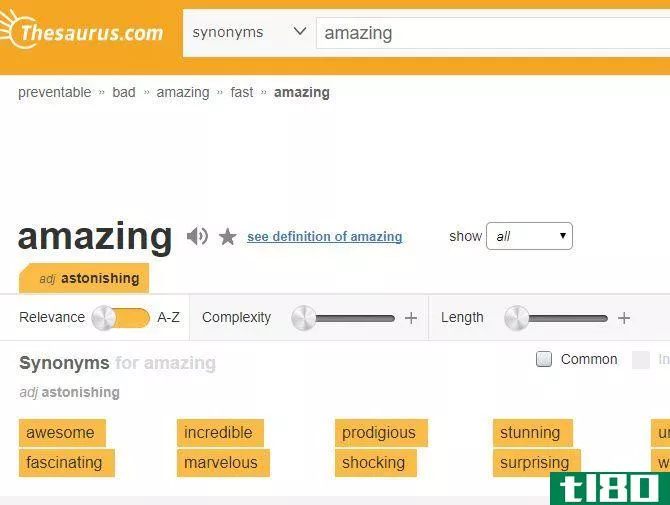 Thesaurus entry for amazing