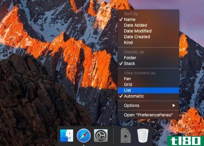 Mac System Preferences via the dock