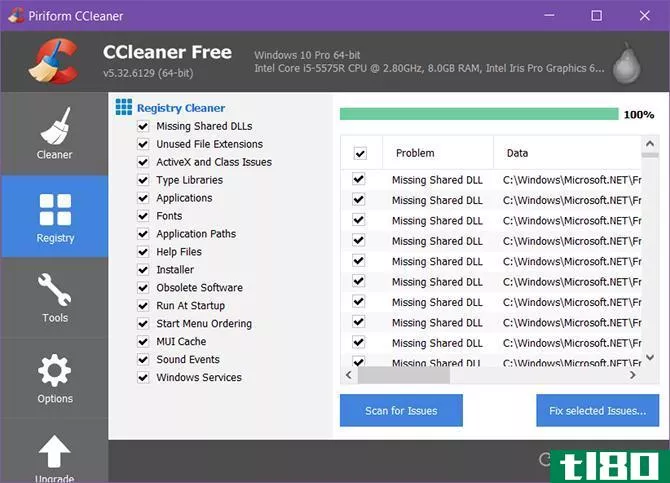 windows registry cleaner ccleaner