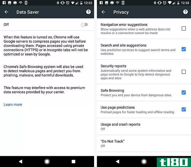 chrome on android - sharing, history, privacy