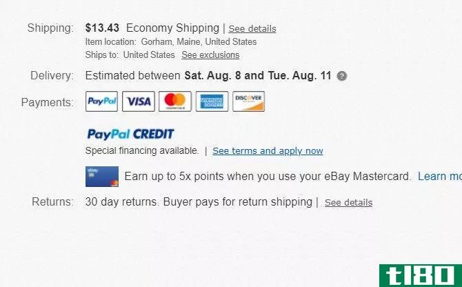 eBay Listing Shipping Price