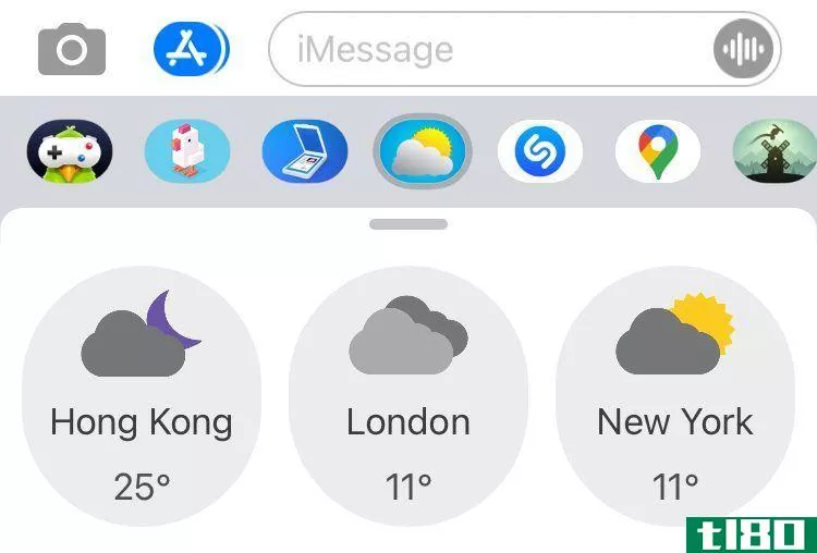 Meteored iMessage app on iPhone