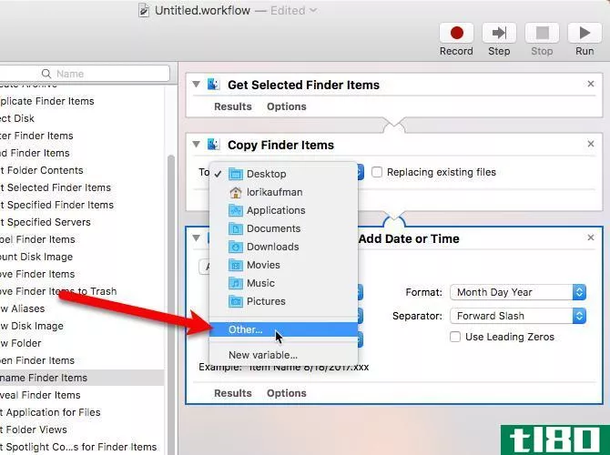 select other for folder automator mac