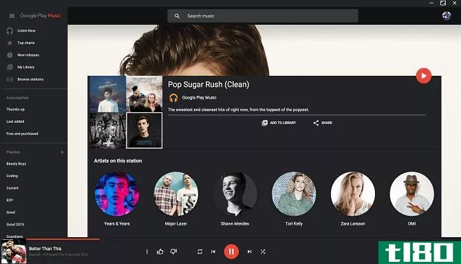 google play music desktop player dark theme