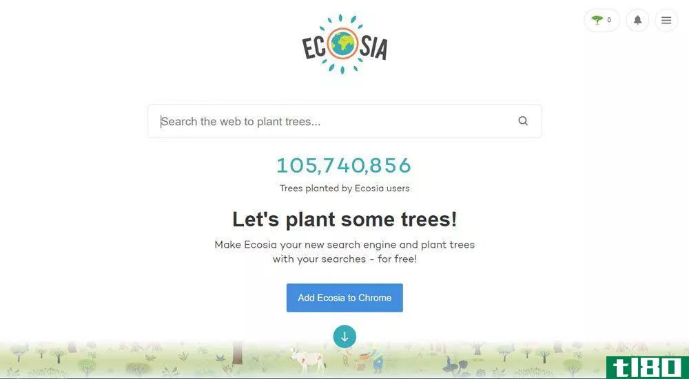 Ecosia Search Engine Homepage