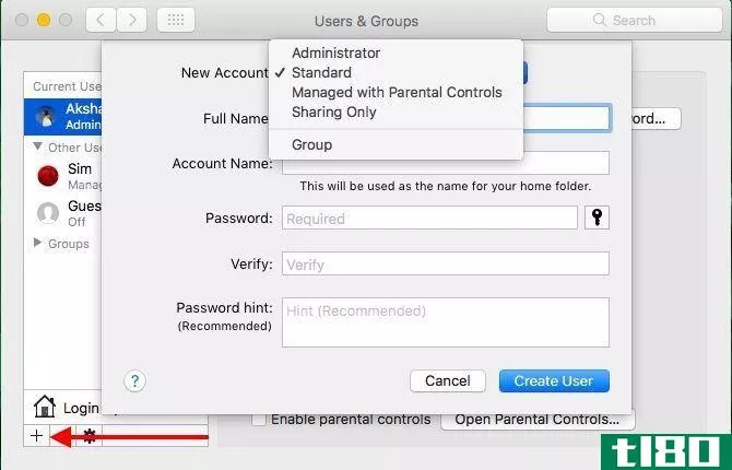 mac create new user