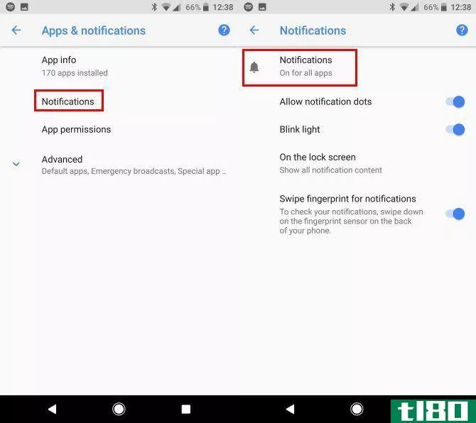 android oreo notification menus