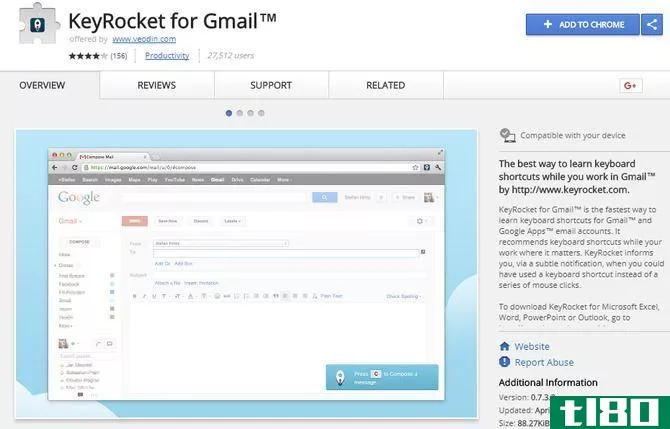 keyrocket gmail extension