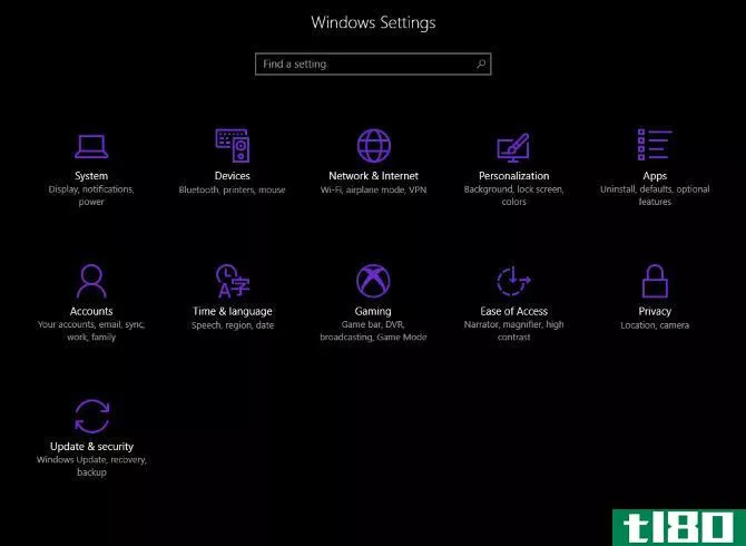 settings app windows creators update
