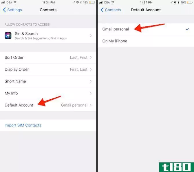 iPhone to Android contacts settings 4