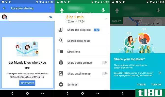 google maps android share trip progress