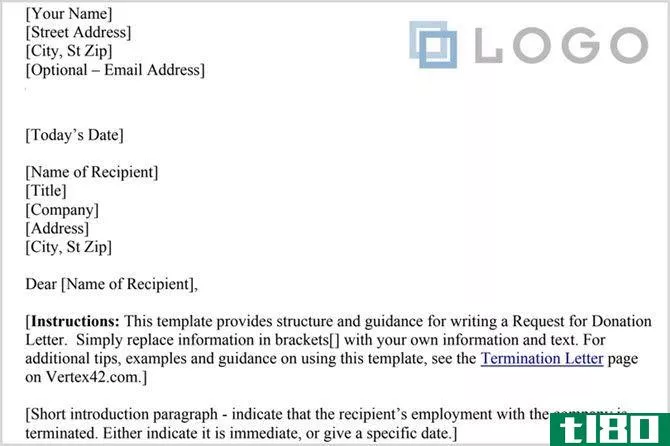 Google Docs termination letter template