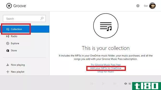 groove music add to onedrive