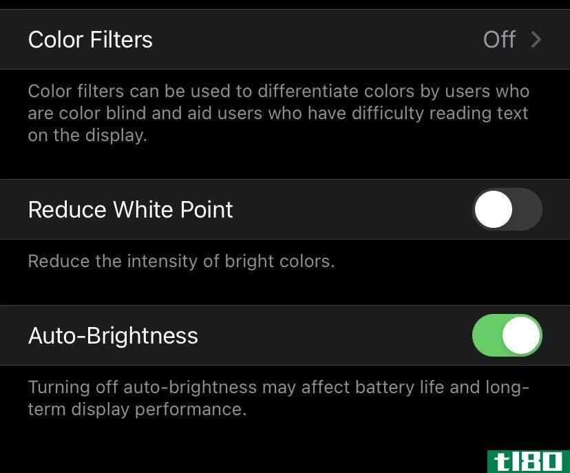 iPhone auto brightness settings