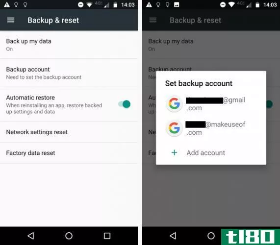 android backup account