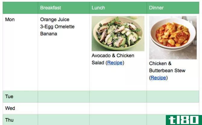 meal planner evernote