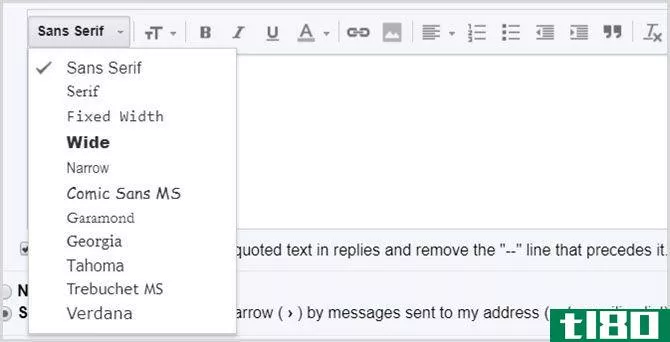 gmail text editor fonts