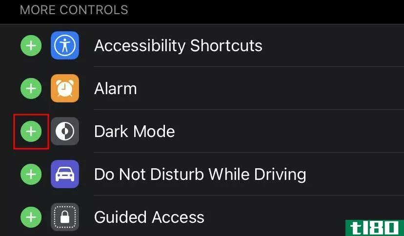 iPhone add dark mode to control center setting