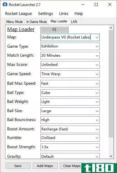 rocket league rocket launcher mod custom game settings