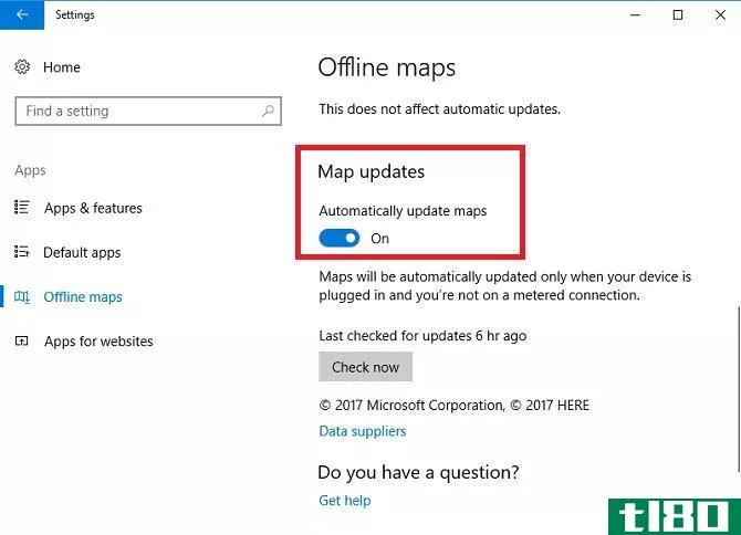 maps settings offline update windows 10