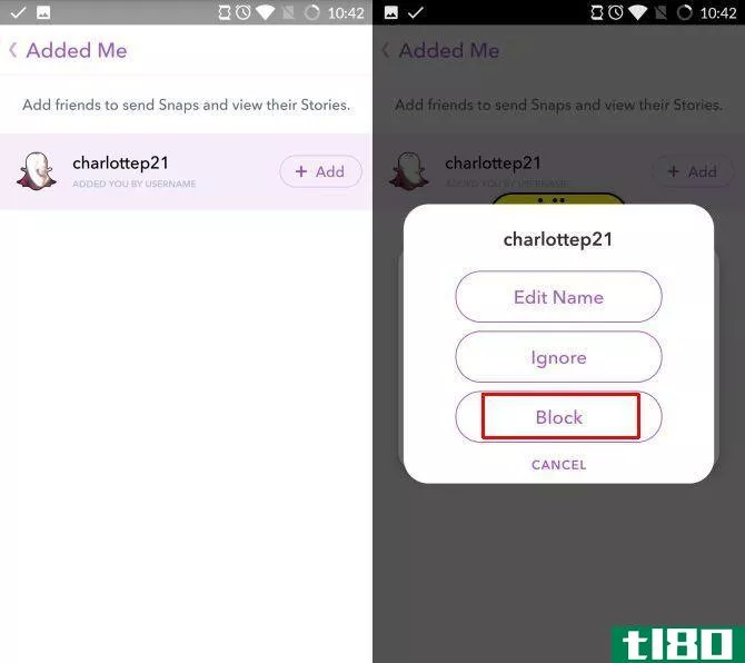 snapchat block user requests