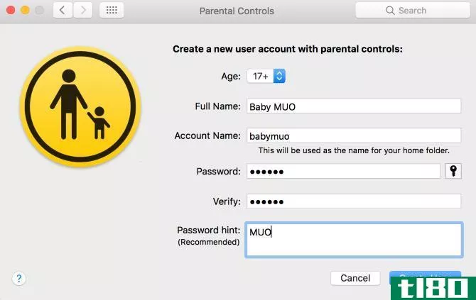mac create parental controls account