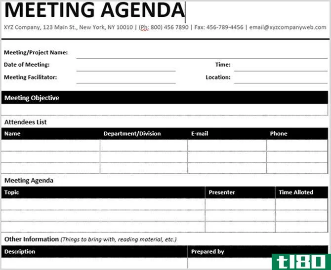 formal meeting agenda