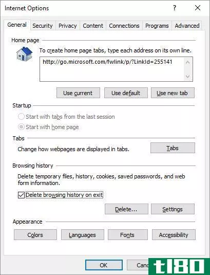 Delete Browsing History when closing Internet Explorer 11.