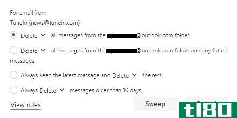 outlook.com feature email sweep rule